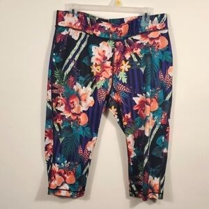 Fila Athletics Women's Mid Calf Running Leggings XL Jungle Floral Print
